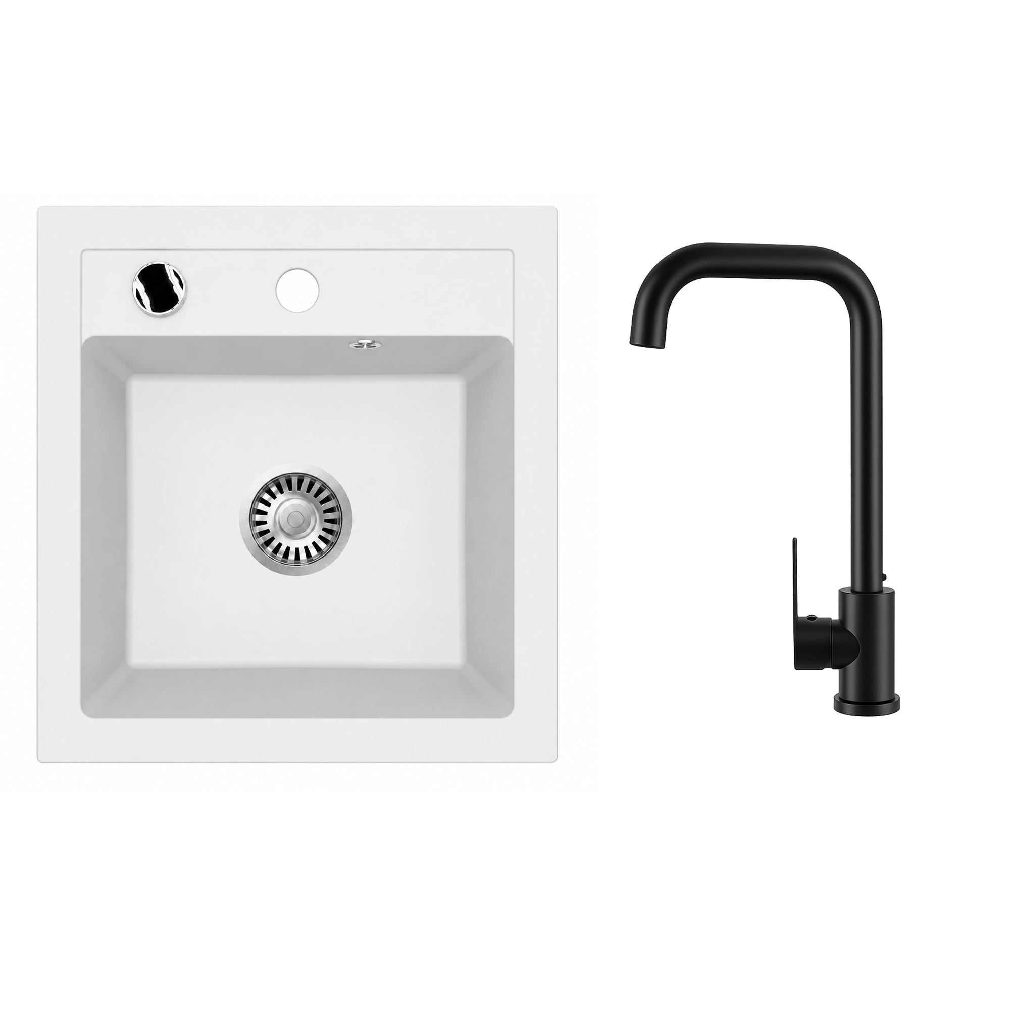 Faizee Home Granitspüle Milano 52 × 49 cm mit wählbarer Armatur