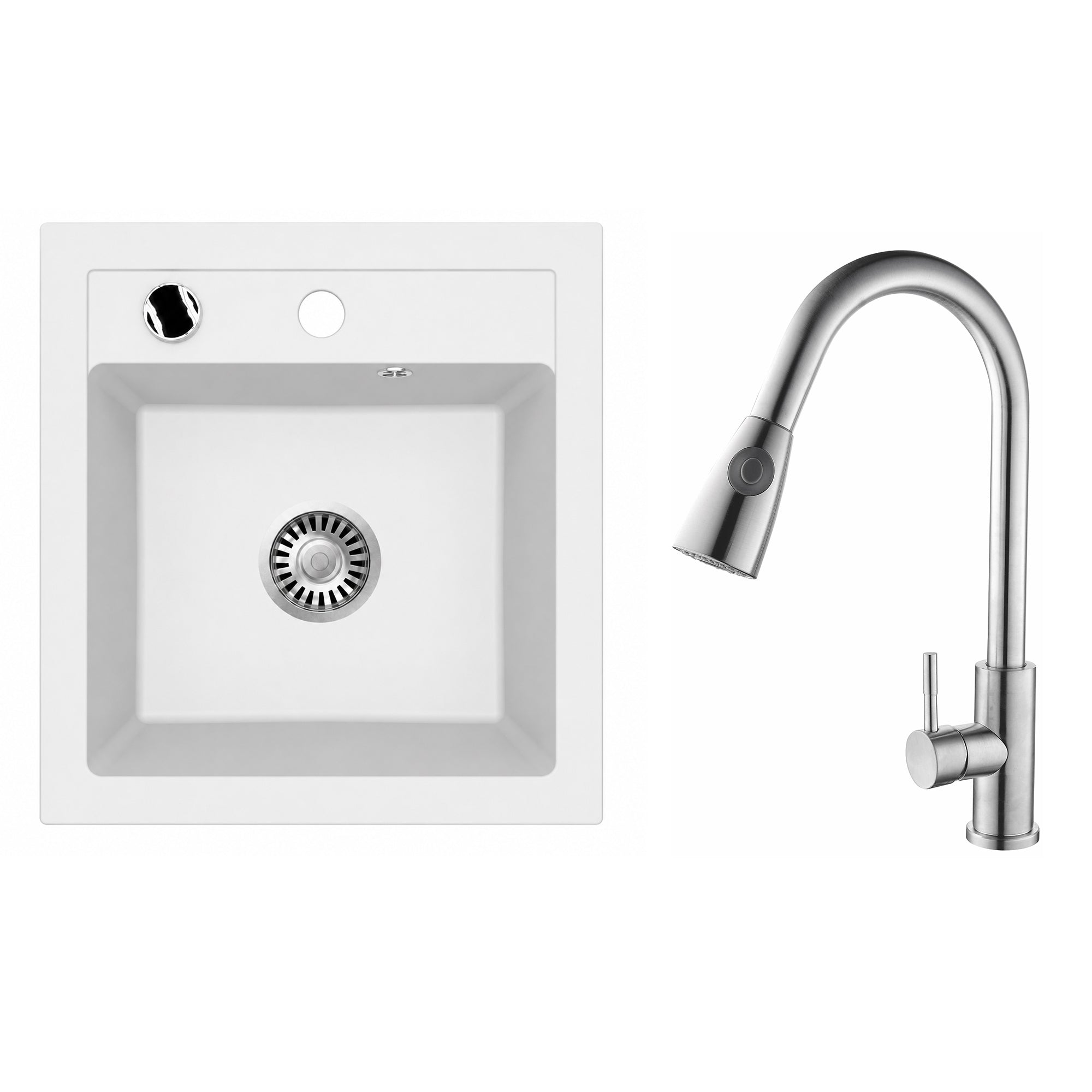 Faizee Home Granitspüle Milano 52 × 49 cm mit wählbarer Armatur