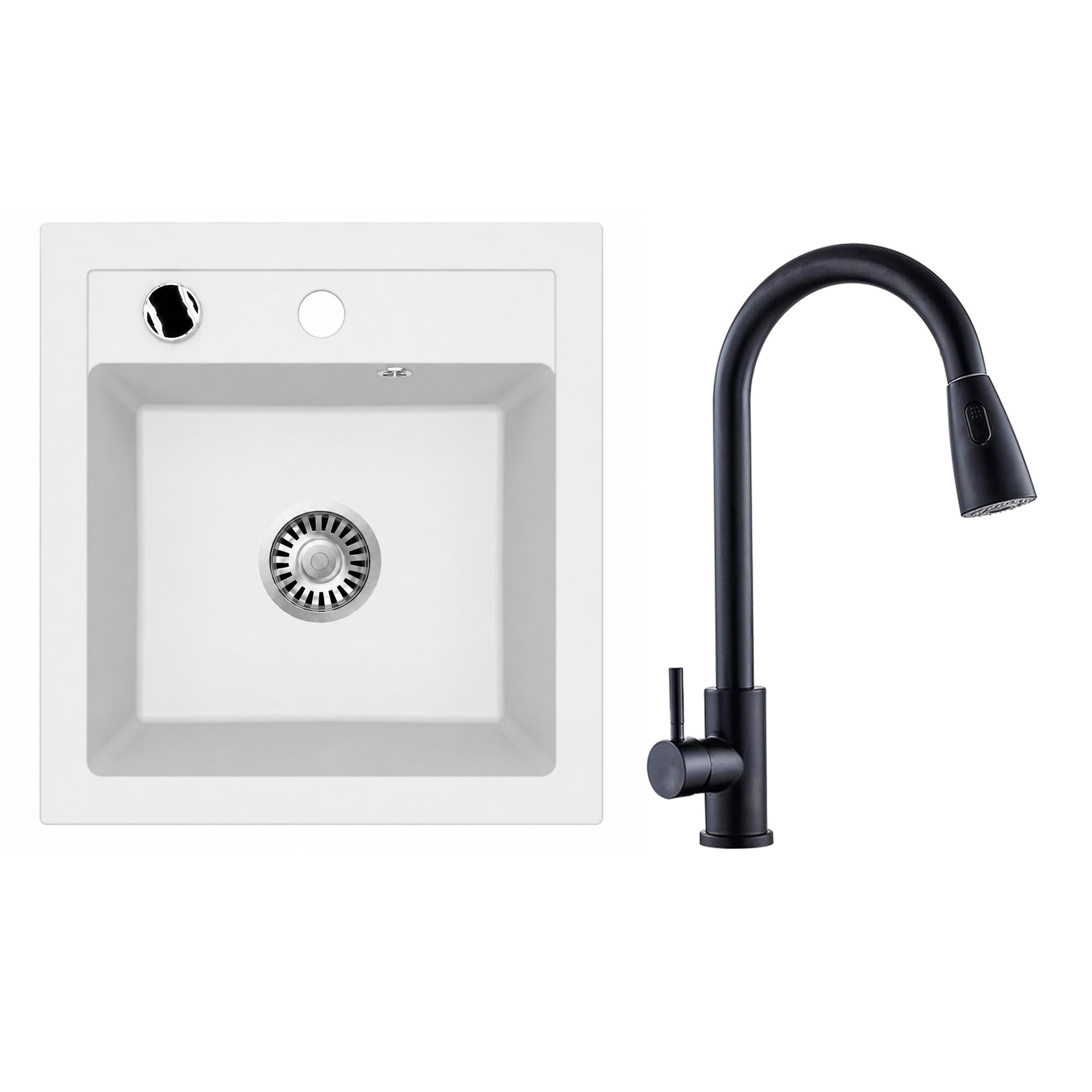 Faizee Home Granitspüle Milano 52 × 49 cm mit wählbarer Armatur